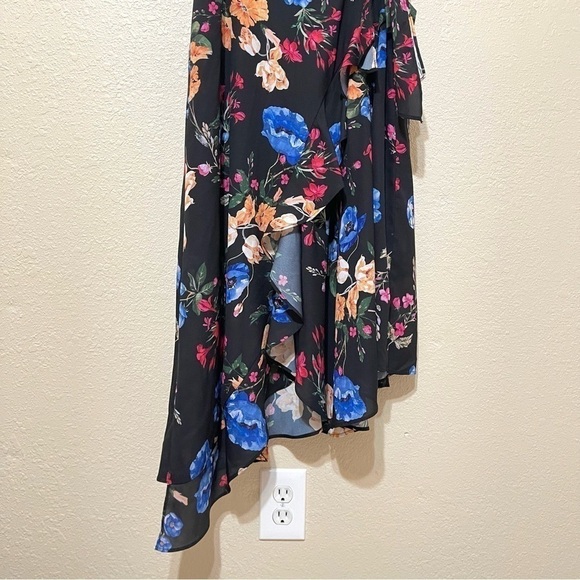 Parker Floral Print Sleeveless Asymmetrical Ruffle Hem Midi Dress Size Medium - Picture 5 of 12